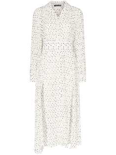 Rotate polka-dot plissé midi dress