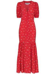 Rotate rose print tiered maxi dress