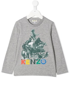 Kenzo Kids футболка с принтом и длинными рукавами