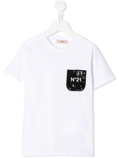 Nº21 Kids футболка с контрастным логотипом