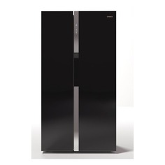 Холодильник REEX RF-SBS 17557 DNF, двухкамерный, черное стекло
