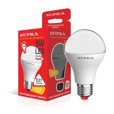 Лампа SUPRA SL-LED-ECO-A60, 9Вт, 700lm, 25000ч, 3000К, E27, 1 шт. [10221]