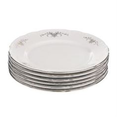 Столовая посуда Тарелка десертная 17 см Thun1794 констанция, декор серый орнамент, отводка платина
