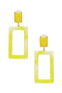 Желтые серьги с подвесками-прямоугольниками Aloud
