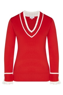 Красный пуловер с отделкой Claudie Pierlot