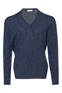 Синий пуловер с узором Etro
