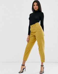 Брюки в стиле милитари с карманами на молнии ASOS DESIGN - Рыжий