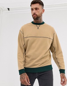 Бежевый ovesize-свитшот с контрастными строчками ASOS DESIGN - Бежевый
