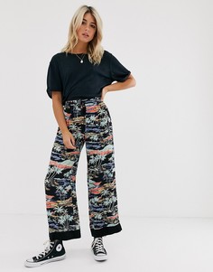Брюки с широкими штанинами и графическим принтом Free People Blue Lagoon - Черный