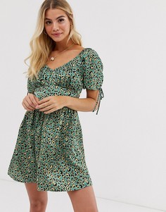 Платье-бюстье мини с леопардовым принтом Moon River - Зеленый
