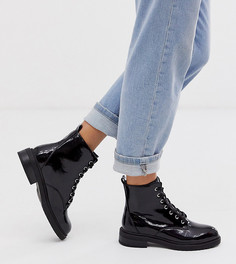 Черные походные ботинки на шнуровке New Look Wide Fit - Черный
