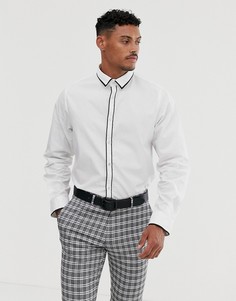 Приталенная рубашка с контрастной окантовкой Process Black - Белый