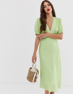 Платье миди в клетку с короткими рукавами Musier Rosanna - Зеленый