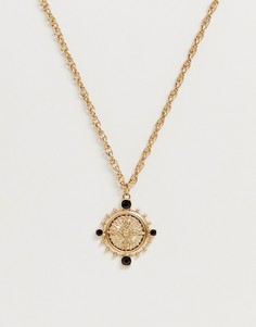 Золотистое ожерелье с подвеской в виде компаса Sacred Hawk - Золотой