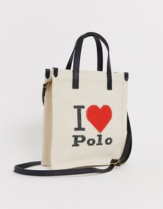 Парусиновая сумка с логотипом Polo Ralph Lauren I heart polo - Бежевый