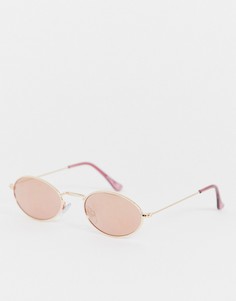 Круглые солнцезащитные очки в узкой розовой оправе Jeepers Peepers - Розовый