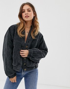 Стеганая бархатная куртка Free People Main Squeeze - Черный