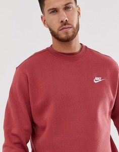 Бордовый свитшот с круглым вырезом Nike Club - Красный