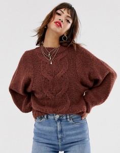 Джемпер крупной вязки с объемными рукавами ASOS DESIGN - Коричневый