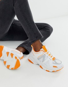 Белые кроссовки с оранжевыми вставками и толстой подошвой ASOS DESIGN - Белый