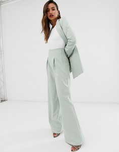 Брюки с широкими штанинами и складками ASOS EDITION - Зеленый