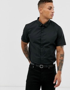 Приталенная рубашка с короткими рукавами Process Black - Черный
