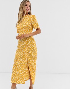 Чайное платье миди с цветочным принтом на пуговицах ASOS DESIGN - Мульти