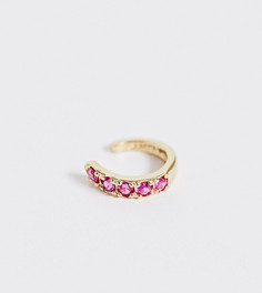 Кафф из позолоченого серебра с розовыми камнями ASOS DESIGN - Золотой