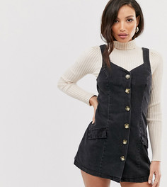 Черное джинсовое платье мини с пуговицами ASOS DESIGN Tall - Черный