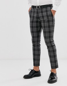 Серые узкие брюки в клетку тартан Burton Menswear - Серый