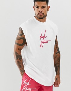 Oversize-футболка без рукавов с логотипом из комплекта ASOS DESIGN - Белый