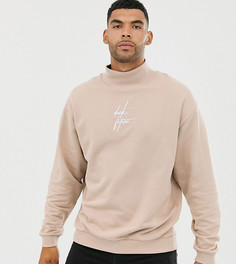 Бежевый oversize-свитшот с воротником-стойкой и вышивкой ASOS DESIGN Tall - Бежевый