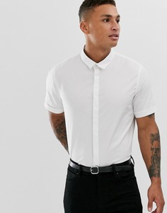Приталенная рубашка с короткими рукавами Process Black - Белый