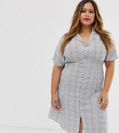 Чайное платье на пуговицах с мозаичным принтом Vero Moda Curve - Мульти