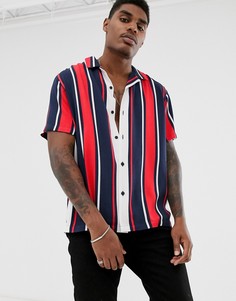 Темно-синяя рубашка свободного кроя в полоску ASOS DESIGN - Темно-синий