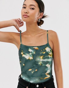 Темно-серое боди с принтом тай-дай Monki - Мульти