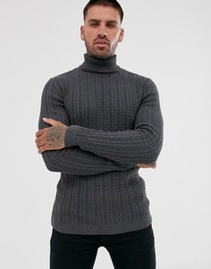Темно-серый обтягивающий джемпер с высоким воротом ASOS DESIGN - Серый