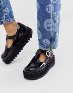 Черные лакированные туфли на плоской подошве KICKERS Kick Trixie - Черный