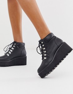 Ботинки на массивной танкетке со шнуровкой ASOS DESIGN Astroid - Черный