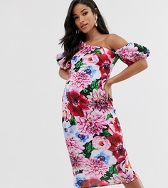 Облегающее платье миди с цветочным принтом ASOS DESIGN Maternity - Черный