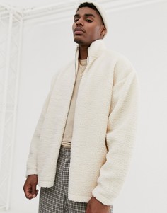 Бежевый спортивный oversize-топ из искусственного меха ASOS DESIGN - Бежевый