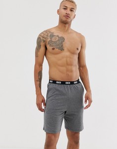 Темно-серые меланжевые шорты для дома с логотипом на поясе ASOS DESIGN - Серый