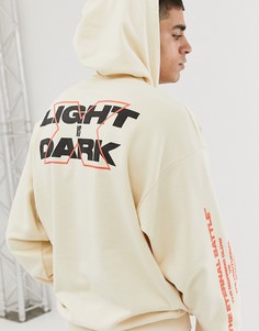 Белый oversize-худи с фотографическим принтом ASOS DESIGN - Бежевый