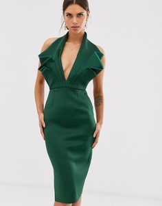 Платье миди с халтером и вставками ASOS DESIGN - Зеленый