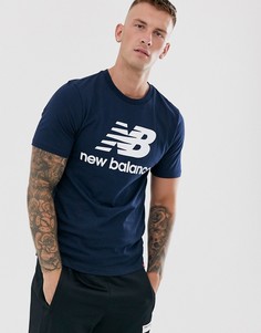 Темно-синяя футболка с большим логотипом New Balance - Серый