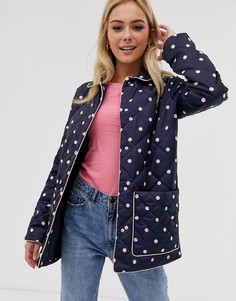 Стеганая куртка с принтом ASOS DESIGN - Темно-синий