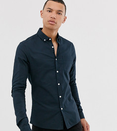 Темно-синяя облегающая оксфордская рубашка в стиле casual от ASOS DESIGN Tall - Темно-синий