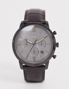 Часы с кожаным ремешком Fossil FS5579 Neutra Chrono - 44 мм - Коричневый