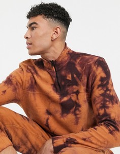Свитшот от комплекта с короткой молнией и принтом тай-дай ASOS DESIGN - Синий