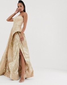 Платье цвета розового золота с открытыми плечами и блестками Bariano - Серый